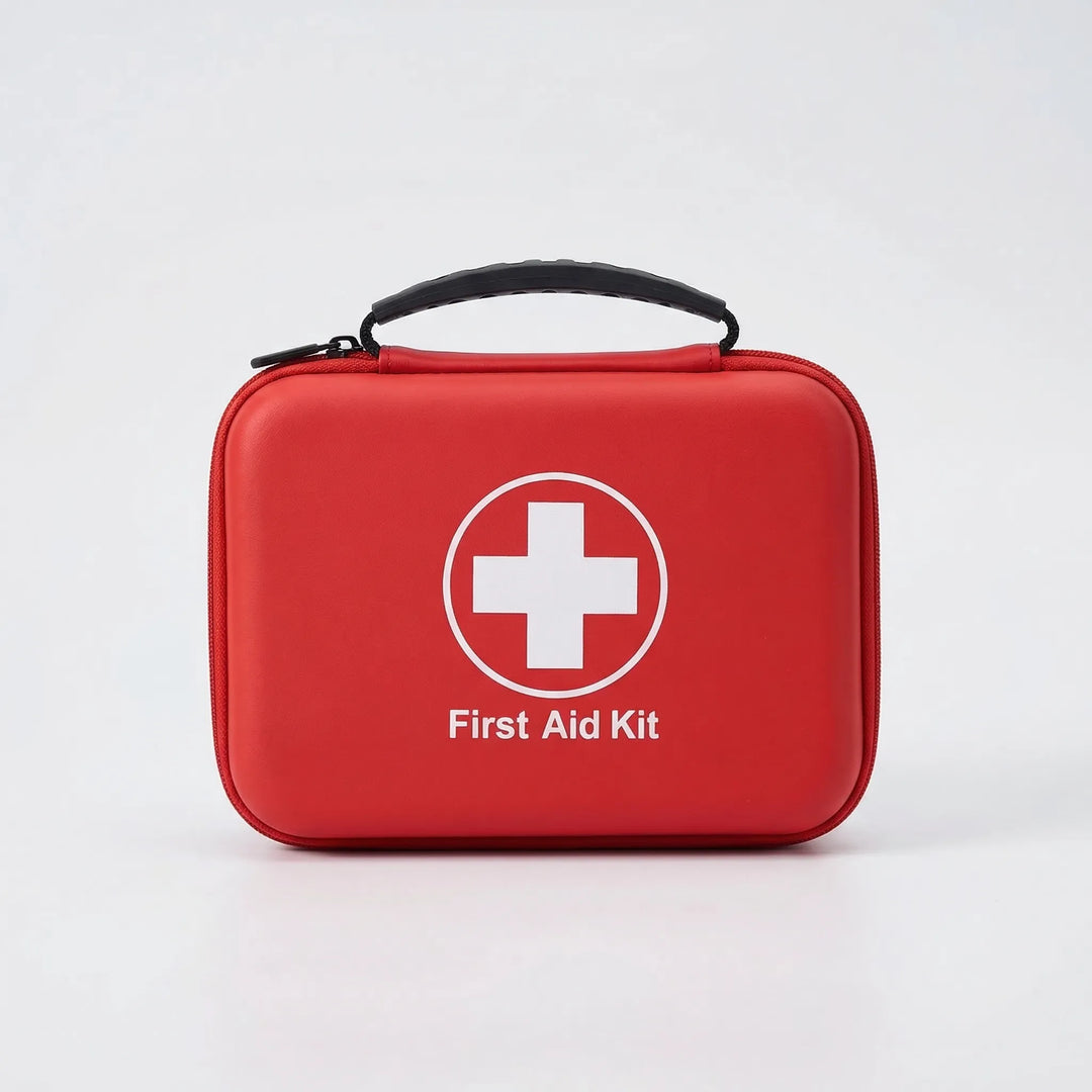 Portable first aid kit with 38 essential items for hiking, camping, and outdoor adventures. Emergency survival gear.