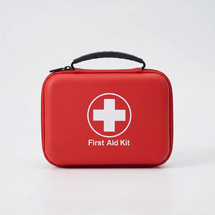 Portable first aid kit with 38 essential items for hiking, camping, and outdoor adventures. Emergency survival gear.