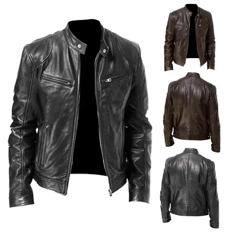 Men's classic biker jacket, modern fit. A versatile statement piece, ideal for casual and everyday fashion.