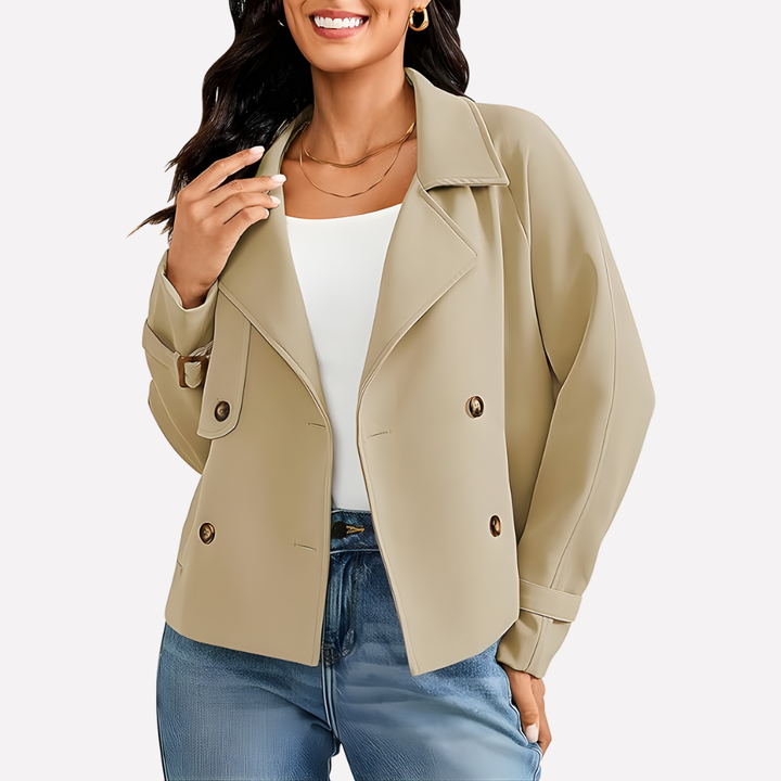 Professional women's navy blue blazer jacket. Ideal for business meetings, office, or smart professional attire.