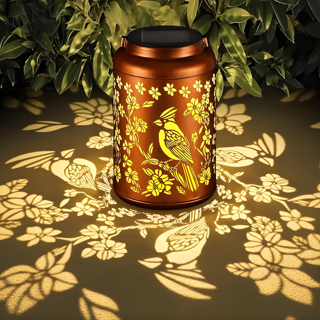 Elegant solar patio lantern, a beautiful addition to garden and outdoor decor lighting.