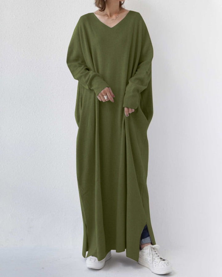 Flowing long sleeve maxi dress for women, an elegant choice for winter formal occasions.