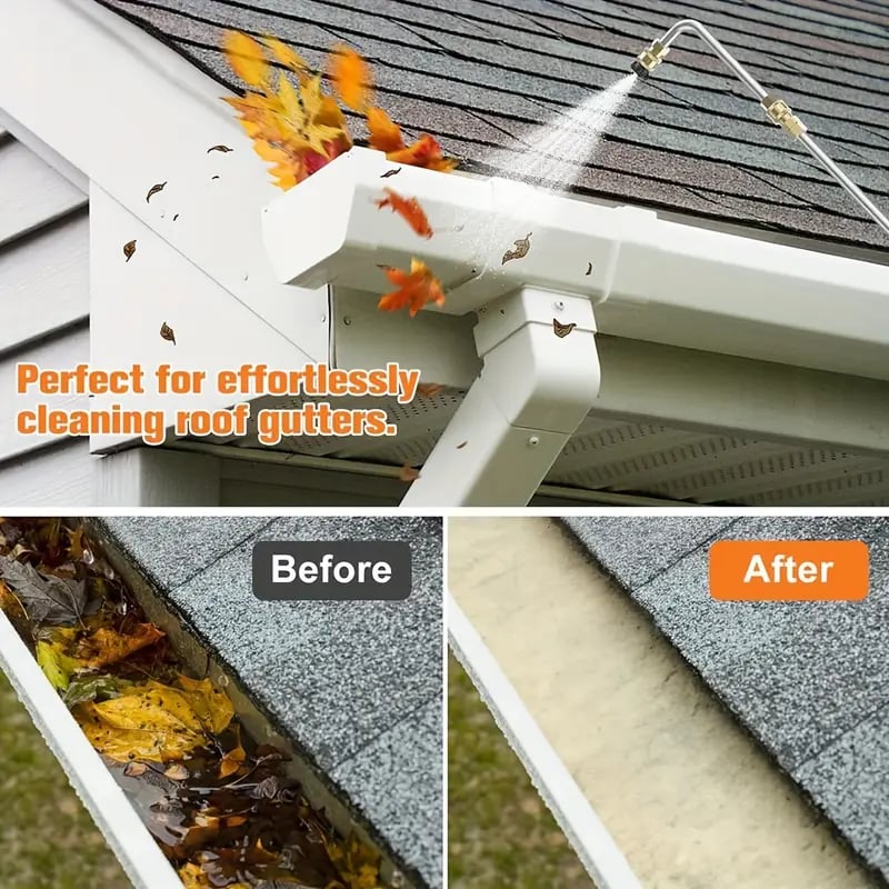 "4000 PSI telescoping high-pressure washer wand with 6 nozzle tips, ideal for gutter cleaning and reaching high areas easily.