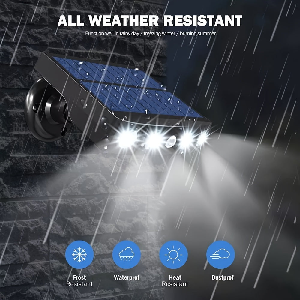 Dusk to dawn outdoor solar security light with motion sensor for garden and patio.