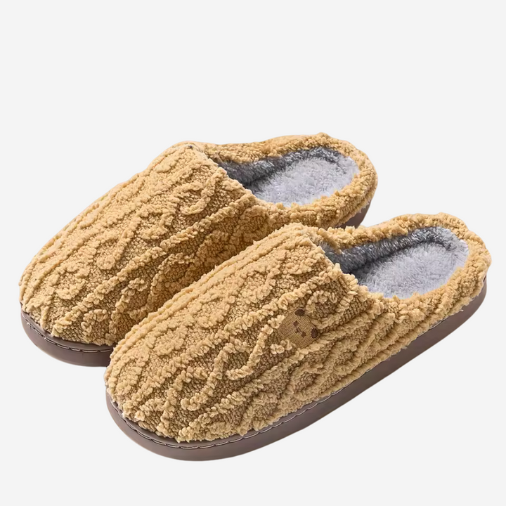 Cozy women's winter slippers, luxurious plush fabric ensuring ultimate warmth & comfortable indoor wear.