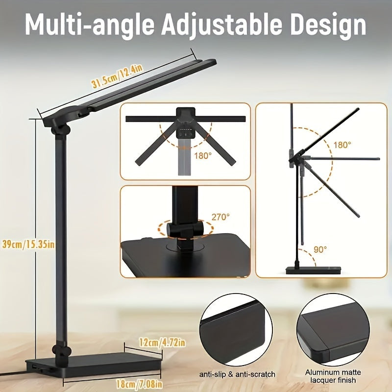 Flexible LED desk lamp with adjustable gooseneck & touch controls for precise illumination.