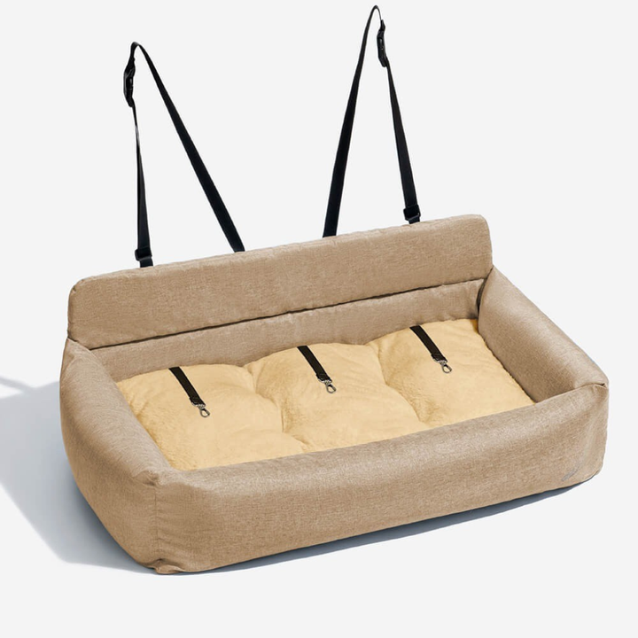 Essential dog car bed for comfortable back seat pet travel. Durable, washable car seat ensures a safe journey.
