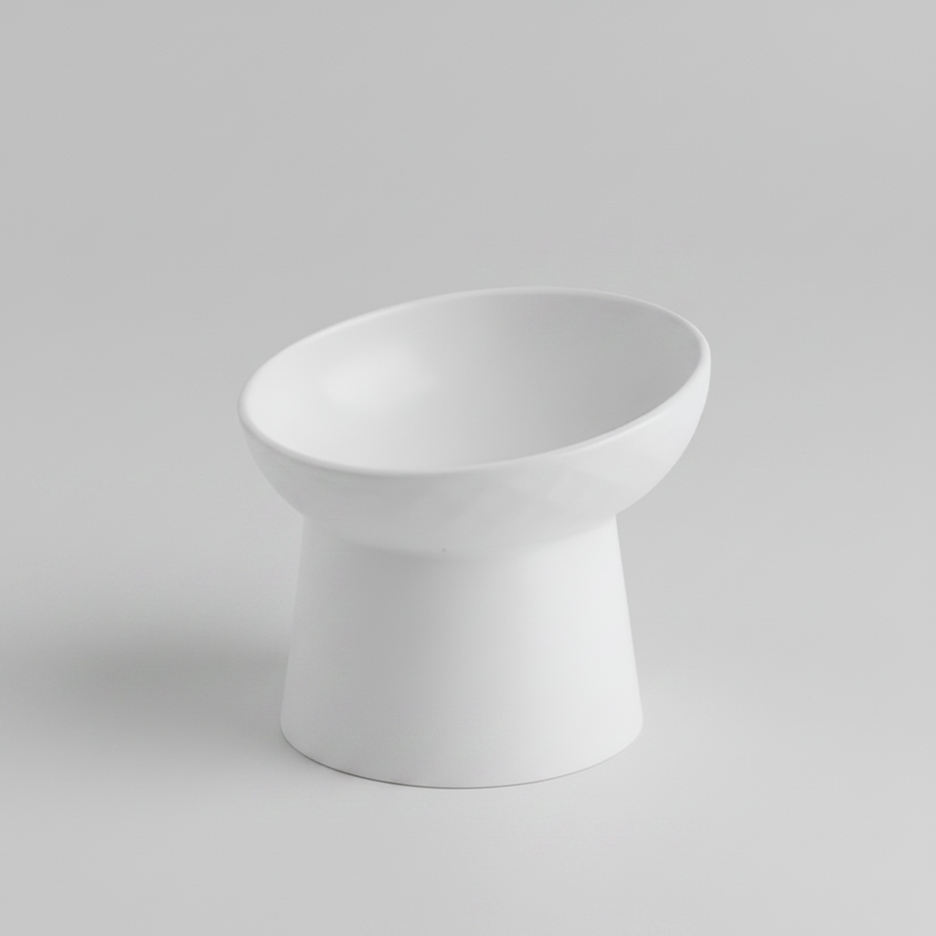 Aesthetic Nordic ceramic tilted cat dishware, offering healthy feeding & ergonomic comfort for your cat.