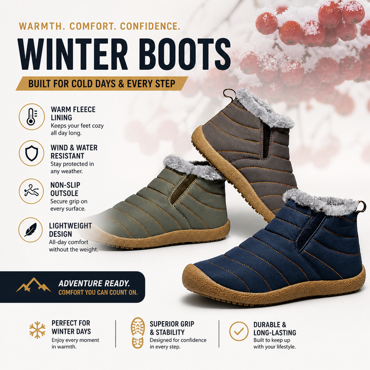 Men's Waterproof Super Warm Ankle Snow Boots