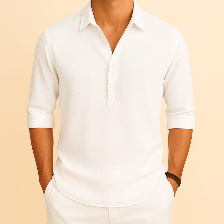 Casual men's long sleeve loose shirt, great for versatile everyday style in spring and autumn.