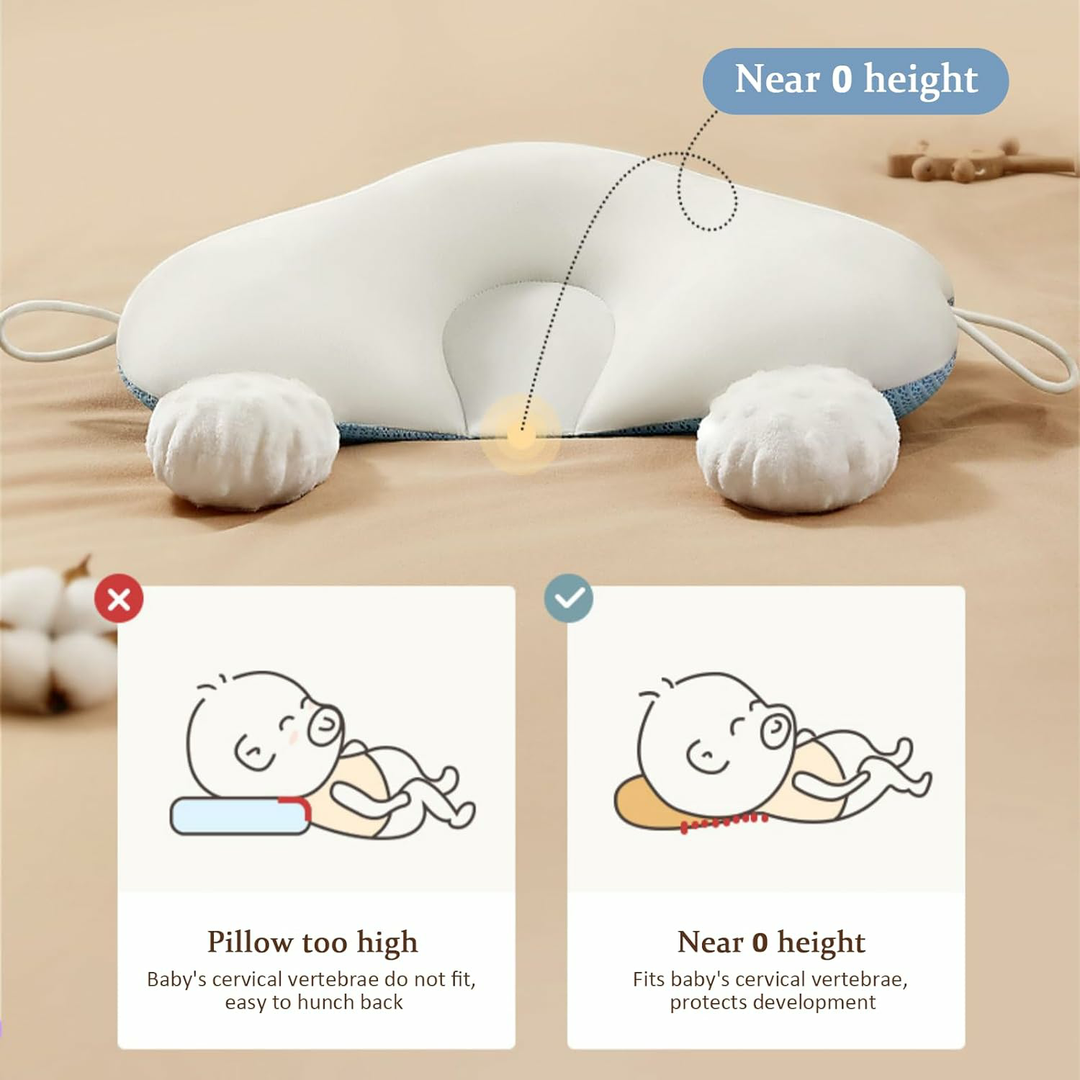 Organic cotton baby sleep aid: U-shape head support pillow for gentle comfort in stroller.