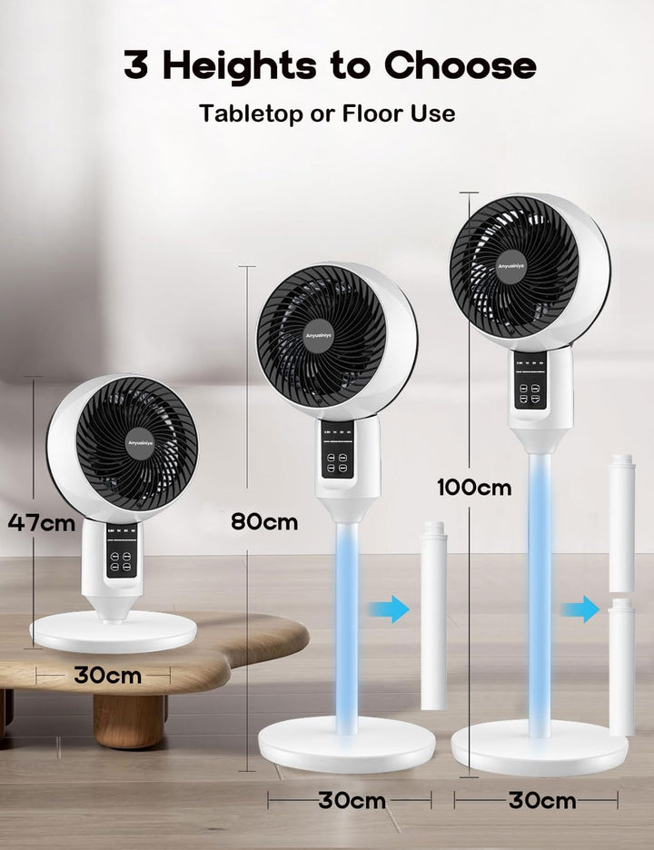 Energy-efficient Tavvitaimp18 room fan with 3D airflow, remote control & quiet operation for bedroom/office.