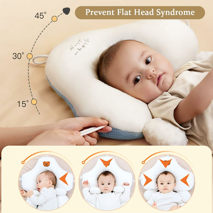 Newborn essentials: Organic cotton U-shape head support pillow for gentle sleep & baby comfort.