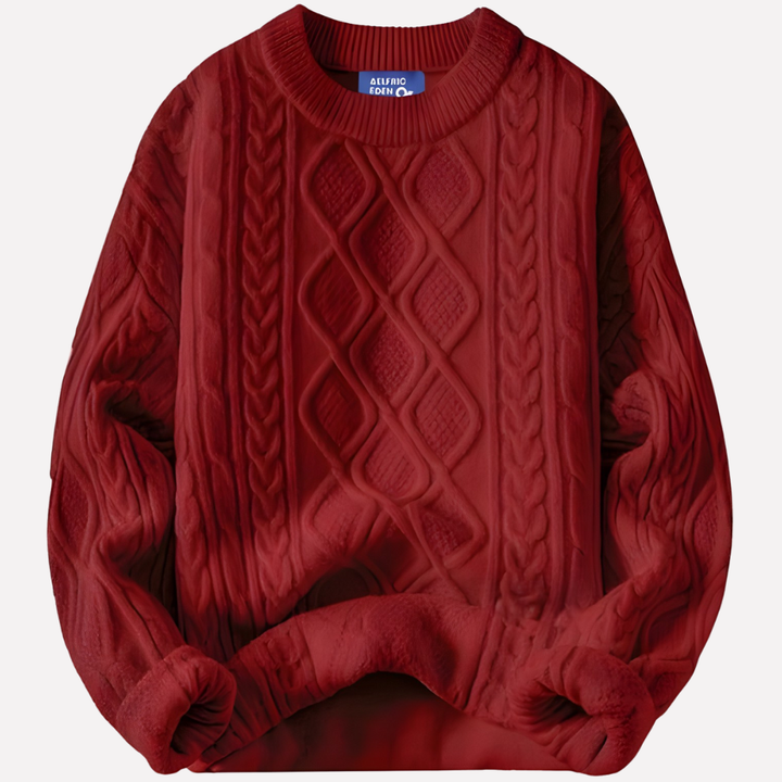 Vintage 90s women's cable knit sweater, cozy crewneck pullover, ideal knitwear for fall fashion.