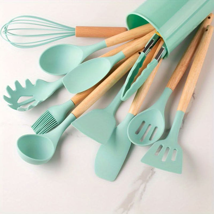 Essential 12-piece silicone kitchen accessory set for all cooking needs. Non-stick & heat resistant.