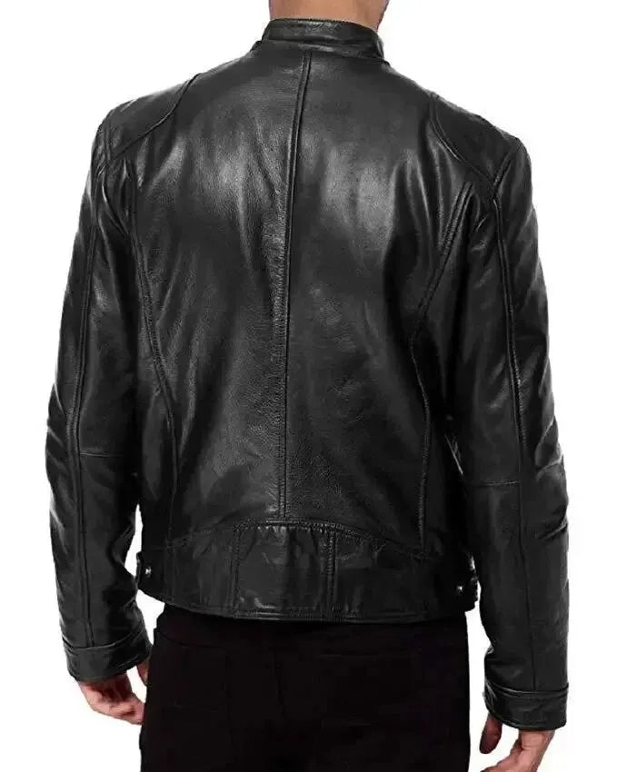 New men's classic biker jacket, modern fit. Essential outerwear for motorcycle riders and everyday urban style.
