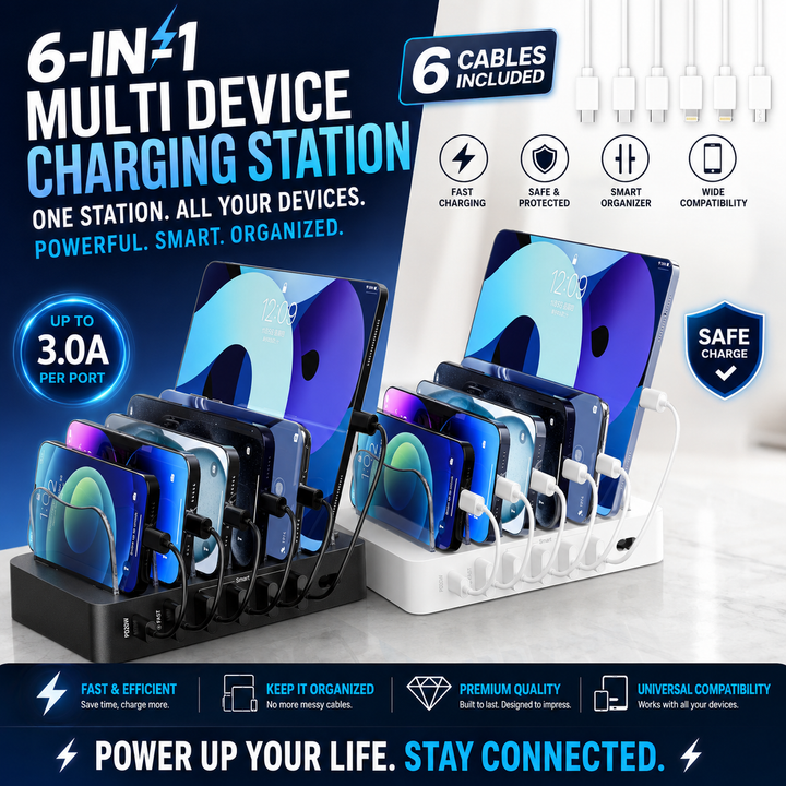 Universal Multi-Device Fast Charging Station for Home and Office