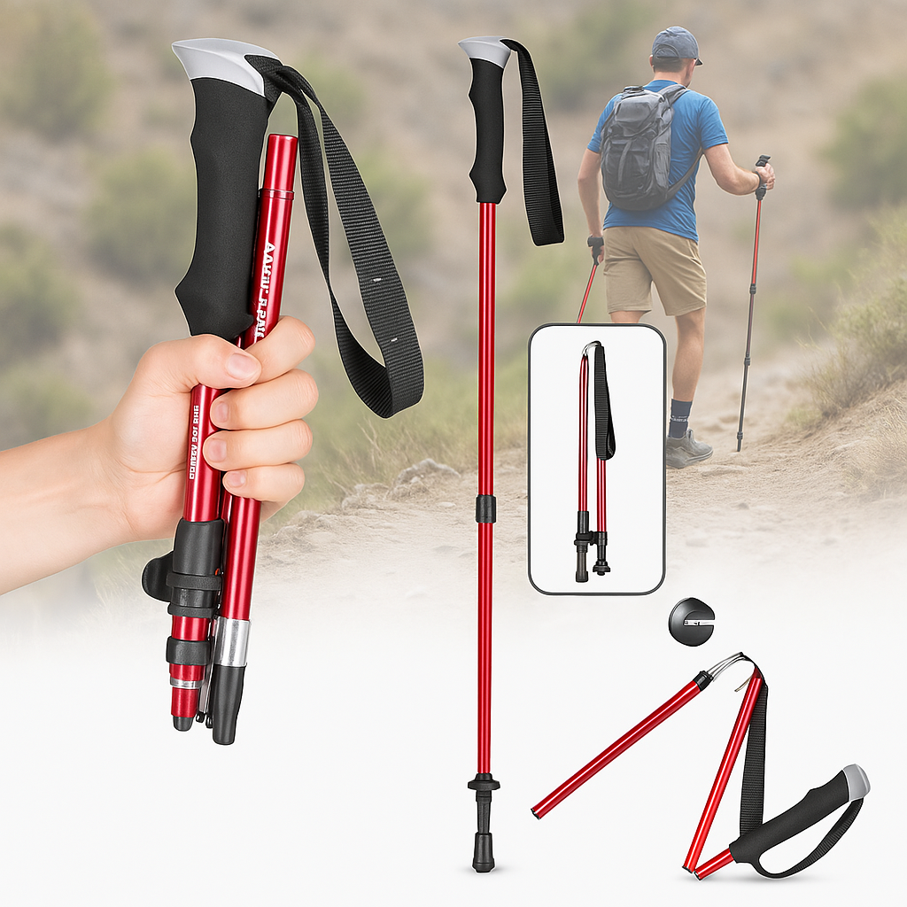 Ultra-lightweight trekking poles, essential hiking gear for long treks & backpacking.