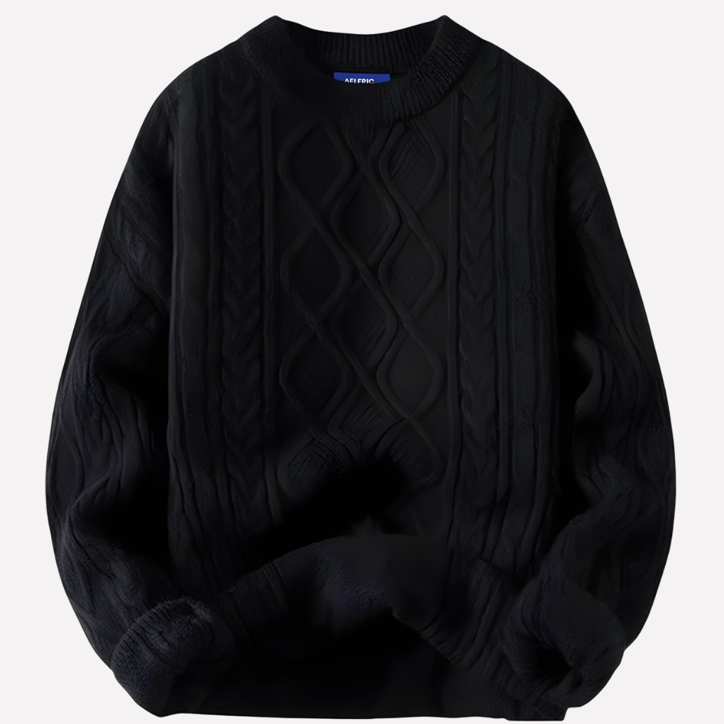 Oversized women's vintage 90s cable knit crewneck pullover, a cozy knit for ultimate comfort & style.