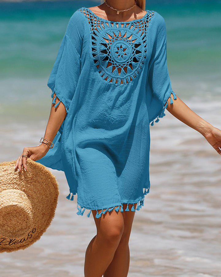 Effortless women's boho beach cover-up, ideal for swimwear and stylish summer resort wear.