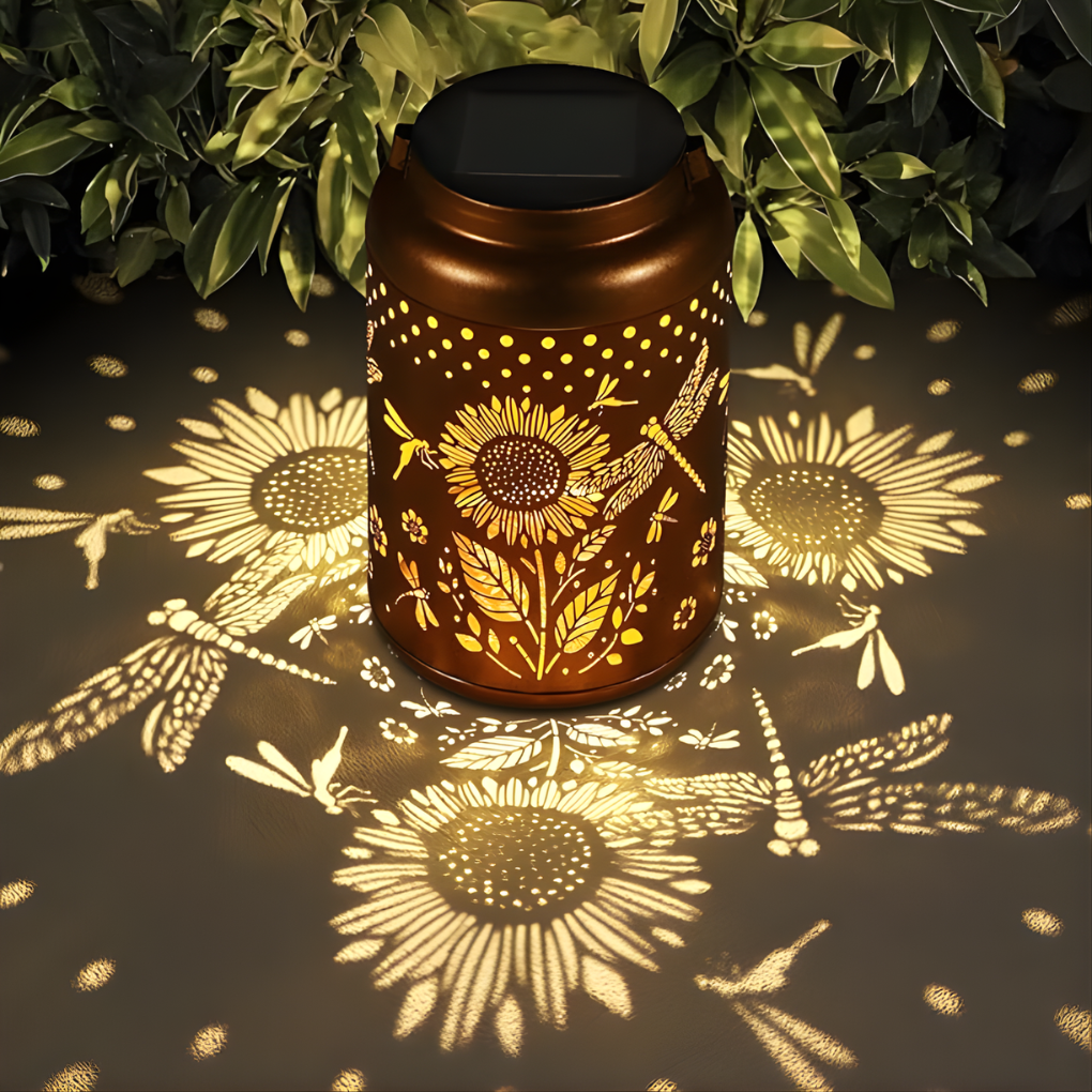 Automatic solar outdoor light, adds decorative flair to any garden setting or pathway.