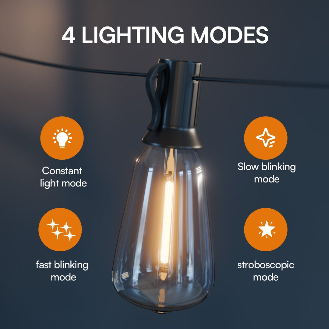 Waterproof solar globe string lights for garden decor and backyard ambiance.