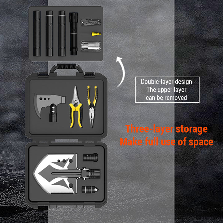 25-in-1 Survival Multi-Tool Shovel Kit for Outdoor Adventures