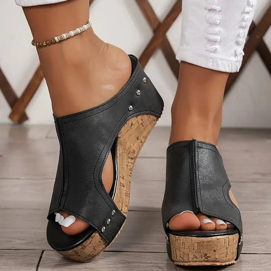 Chic women's platform wedge sandals, perfect for summer casual wear with orthopedic comfort and open toe.