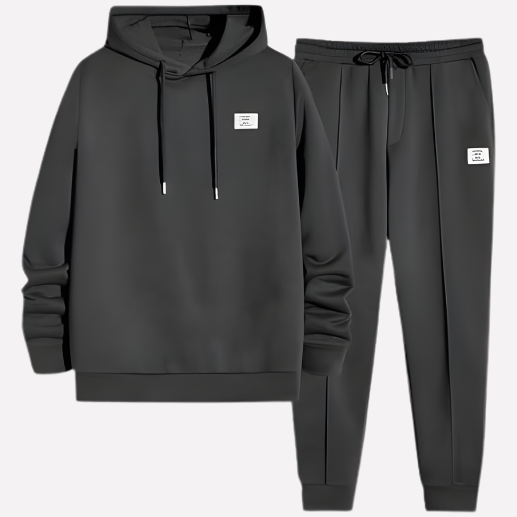 Soft men's cozy hoodie & sweatpants set. A comfortable two-piece tracksuit, perfect men's apparel for relaxation.
