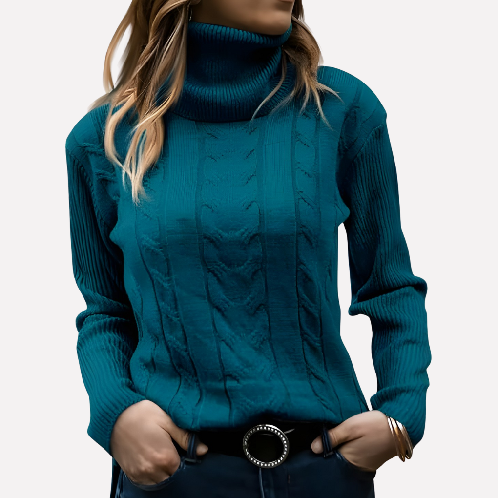 Women's casual long sleeve turtleneck pullover sweater, cozy and chic.