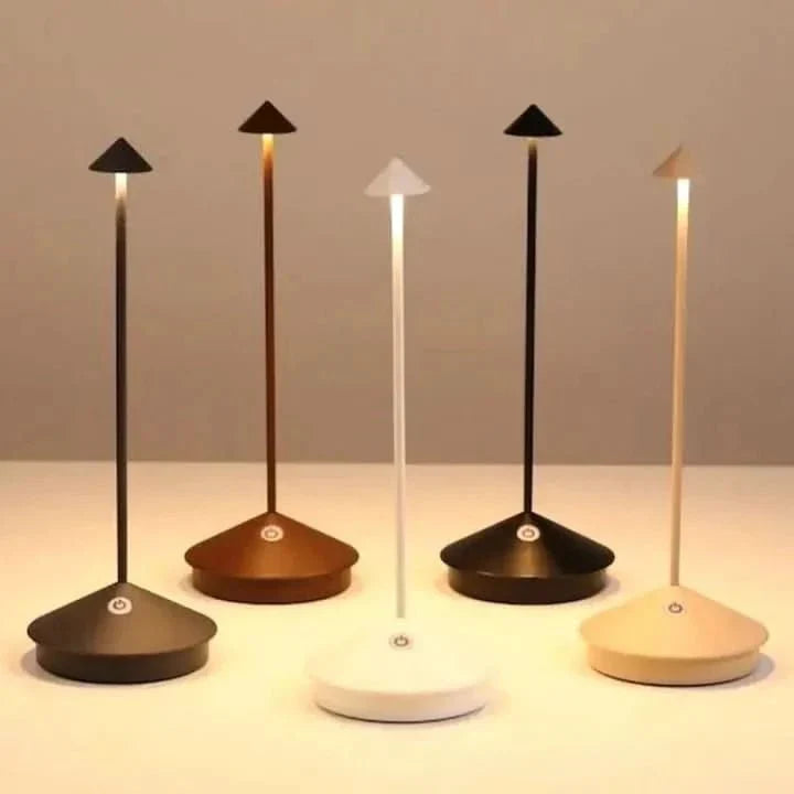 Portable wireless LED garden spotlight, dimmable for ambient patio, deck or outdoor landscape lighting.