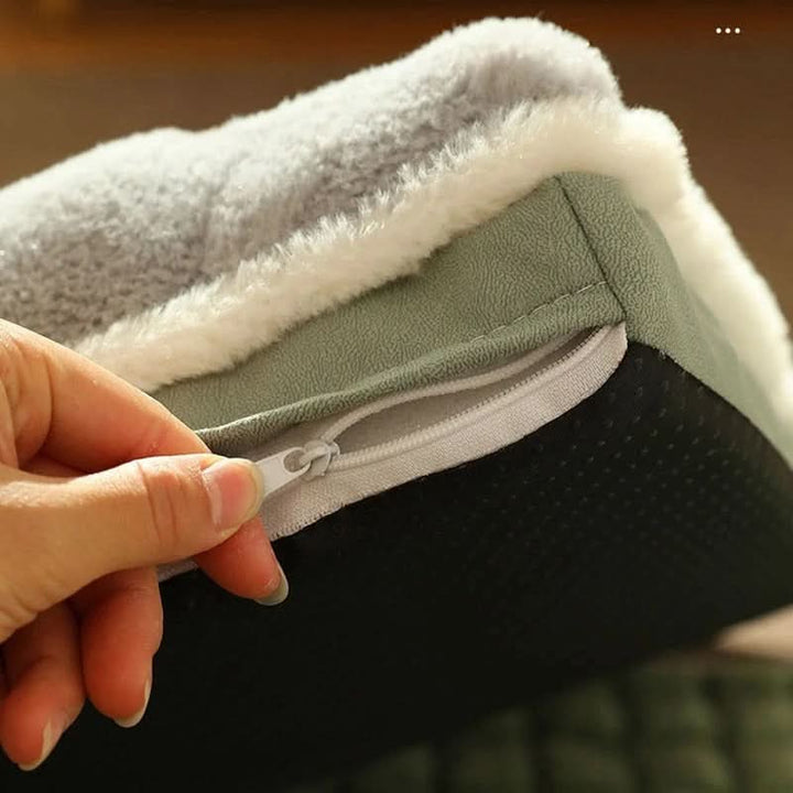 Durable dog bed with a soft, washable cover. Ideal for pet comfort & healthy dog sleep. Easy to maintain.