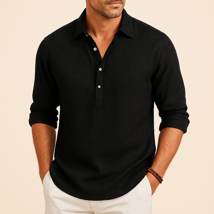 Comfortable men's loose long sleeve casual top, perfect for relaxed everyday spring & autumn fashion.