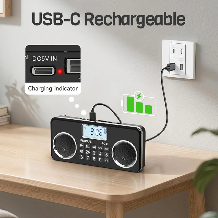 Portable HD Radio with Dual Speakers and LCD Display