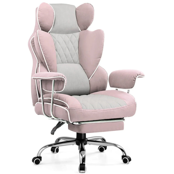 PC gaming chair with strong lumbar support & reclining function, comfortable for bigger gamers.
