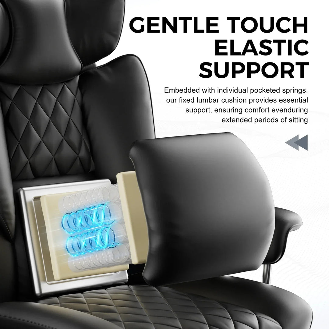 Heavy duty reclining gaming chair with adjustable lumbar support, ideal for larger users.