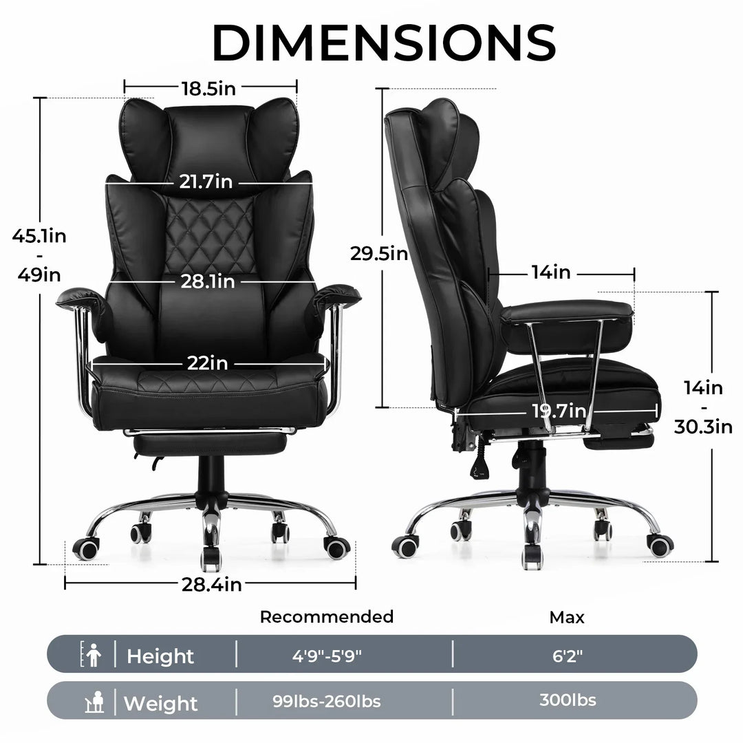 Ergonomic gaming office chair, big & tall support, comfortable for computer use & PC gaming.