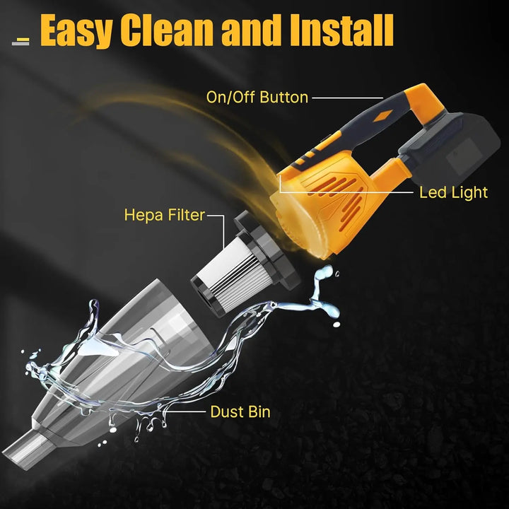 Versatile cordless handheld blower. Portable 10kPa device for car, home, and workshop cleaning.