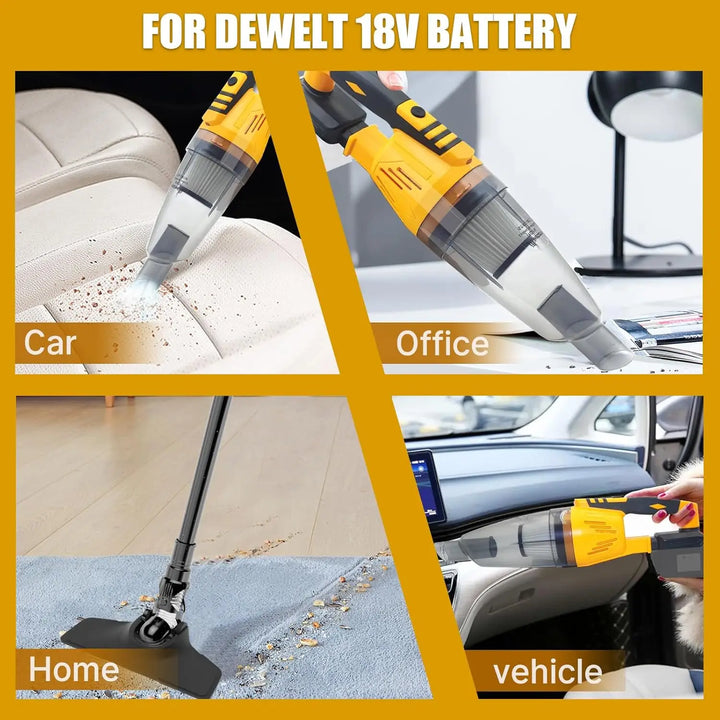 Portable cordless vacuum for quick car interiors & home spot cleaning. Handheld, battery-powered convenience.