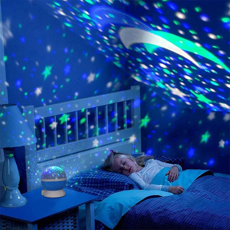 The Children's LED Star Projector, a compact night light device, brings celestial decor to any kids' room.