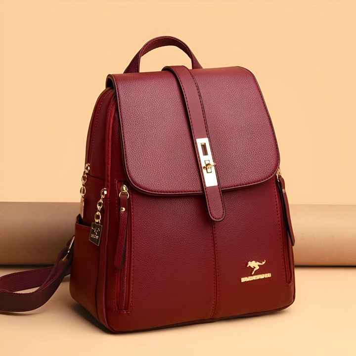 Luxury women's PU leather backpack, a stylish and high-quality rucksack for modern professional women.