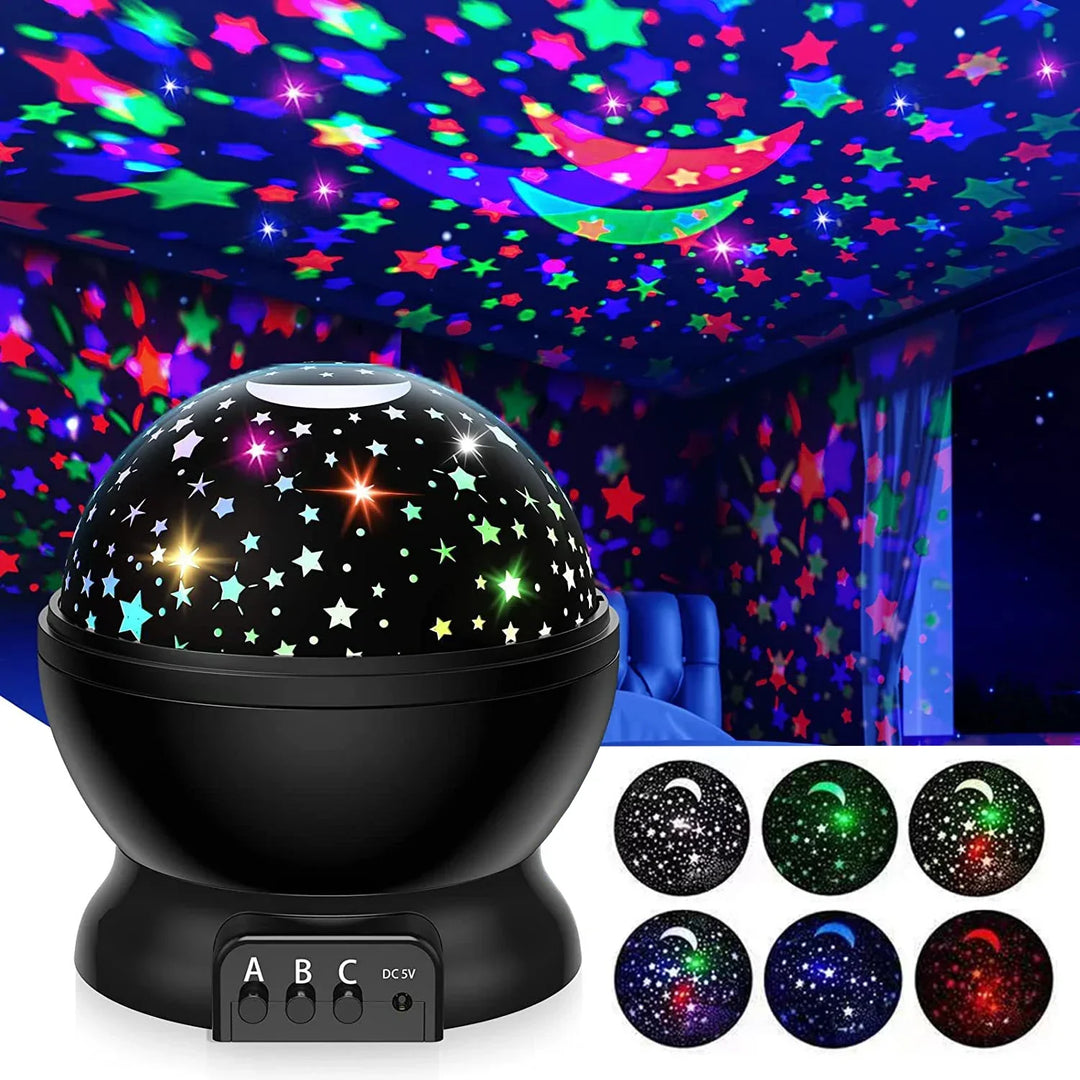Unique gift: LED star projector creating a soothing galaxy light display for magical children's bedroom decor.