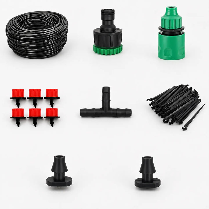 Automatic watering adjustable drippers for garden and potted plants; essential gardening tool.