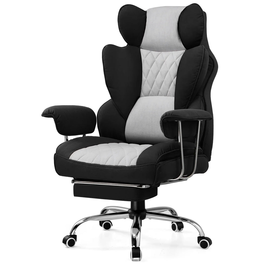Reclining office desk chair, big & tall friendly, ultimate comfort for home office gaming.