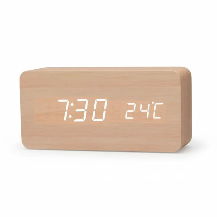 Decorative wooden texture LED digital clock, a stylish and functional addition to any room.