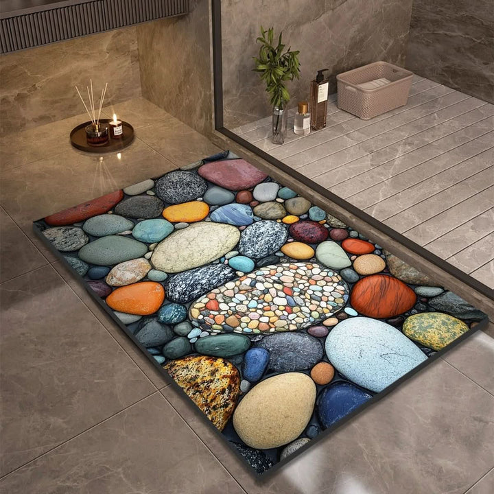 Hygienic diatomaceous earth bath mat, quick-drying and anti-slip for a clean, safe bathroom floor.