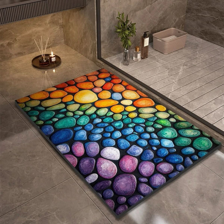 Absorbent quick-dry diatomaceous earth bath mat, a non-slip floor mat for modern bathroom safety.