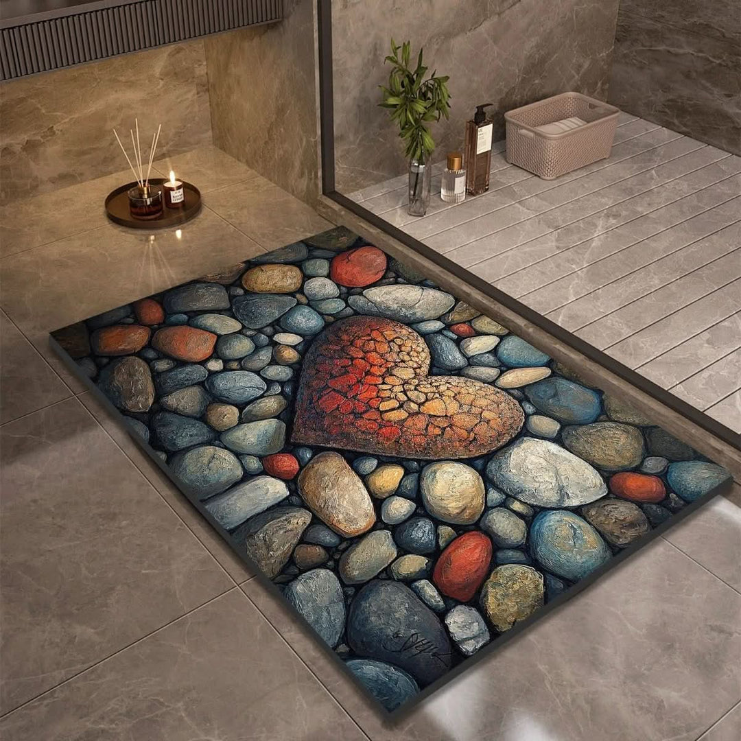 Non-slip diatomaceous earth bath mat, ensuring home safety with its quick-dry and absorbent design.
