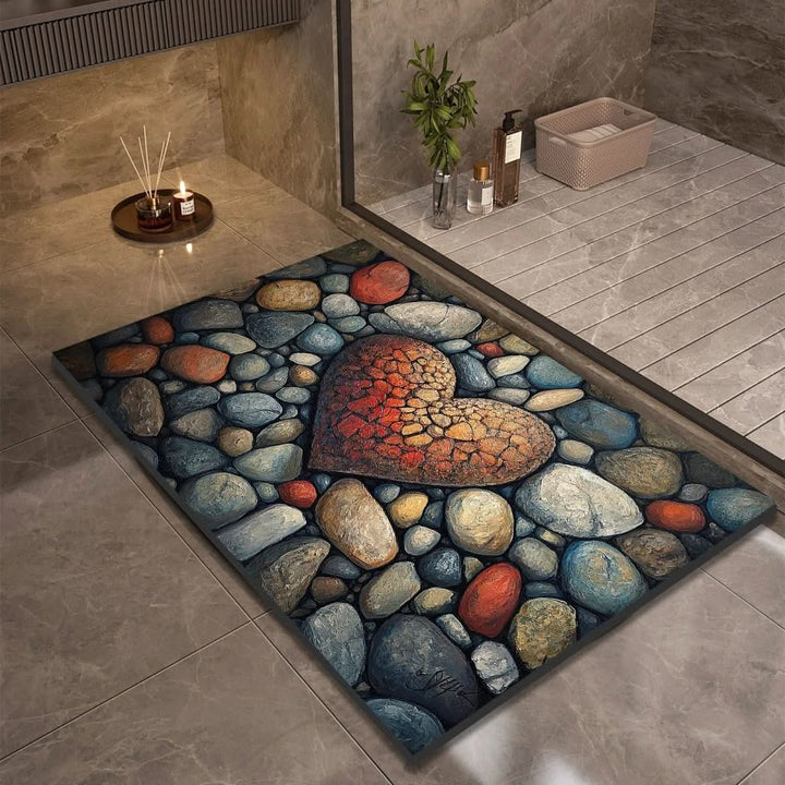 Non-slip diatomaceous earth bath mat, ensuring home safety with its quick-dry and absorbent design.