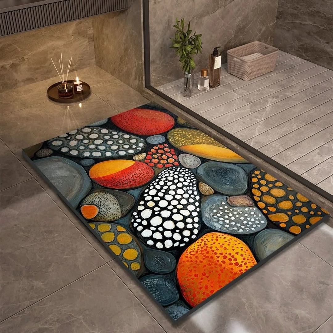 Diatomaceous earth bath mat: quick-dry, non-slip, absorbent for modern bathroom decor & home safety.